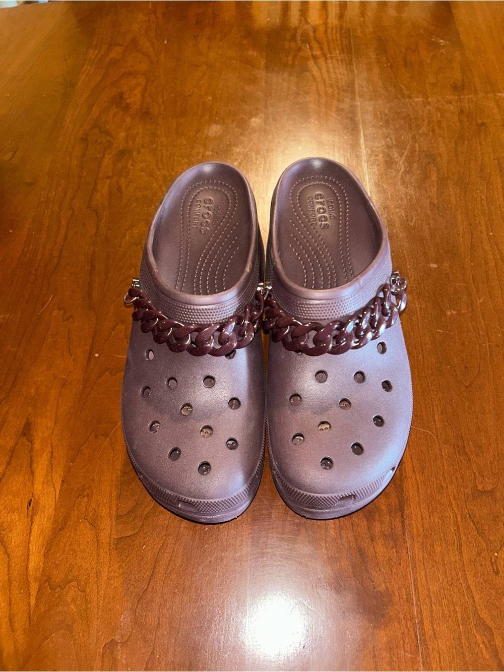 Crocs Siren Chain Platform Block Heel Clogs Dark Cherry Burgundy Men’s 13